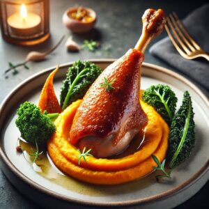 Duck Confit with Sweet Potato Purée